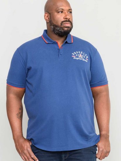 D555 Canning Chest Embroidery Polo Shirt Denim - Polo- & piqueskjorter - Poloskjorte i store størrelser - 2XL-8XL