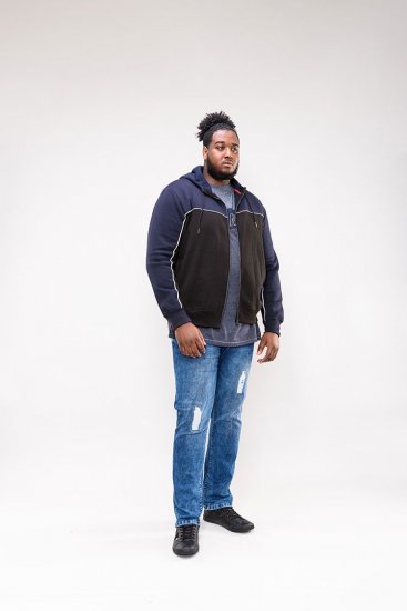 D555 Vincent Full Zip Hoody With Chest And Sleeve Piping Detail - Gensere og hettegensere - Store hettegensere - 2XL-14XL