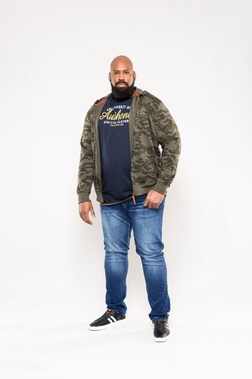 D555 Antonio Camo Printed Zip Through Hoody - Gensere og hettegensere - Store hettegensere - 2XL-14XL