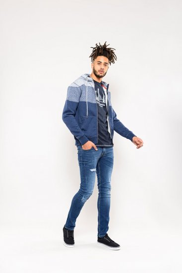 D555 Columbus Cut And Sew Panelled Zip Through Hoody Blue - Gensere og hettegensere - Store hettegensere - 2XL-14XL