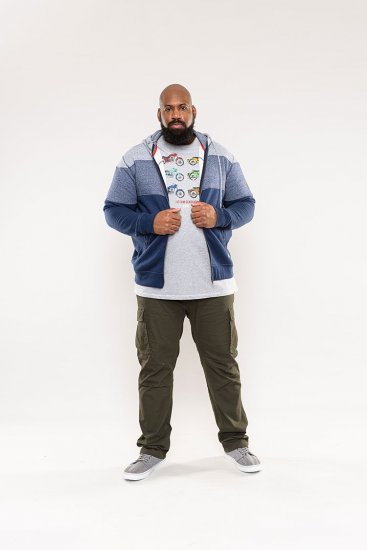 D555 Columbus Cut And Sew Panelled Zip Through Hoody Blue - Gensere og hettegensere - Store hettegensere - 2XL-14XL