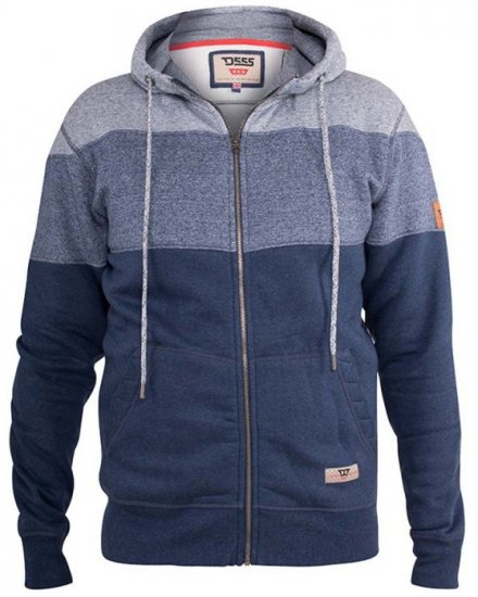 D555 Columbus Cut And Sew Panelled Zip Through Hoody Blue - Gensere og hettegensere - Store hettegensere - 2XL-14XL