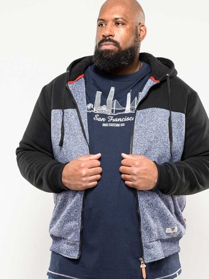 D555 Allen Zip Through Hoody With Sherpa Lining - Gensere og hettegensere - Store hettegensere - 2XL-14XL