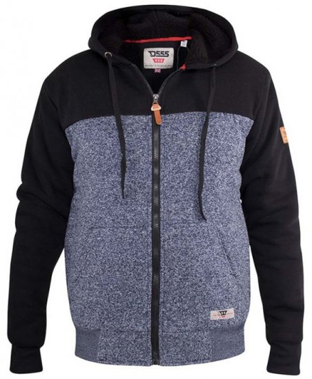 D555 Allen Zip Through Hoody With Sherpa Lining - Gensere og hettegensere - Store hettegensere - 2XL-14XL