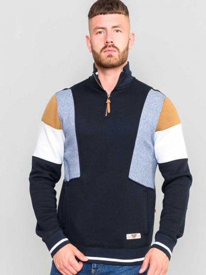 D555 Kenington Cut And Sew Half Zipper Sweatshirt - Gensere og hettegensere - Store hettegensere - 2XL-14XL