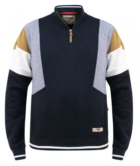 D555 Kenington Cut And Sew Half Zipper Sweatshirt - Gensere og Hettegensere - Store hettegensere - 2XL-14XL