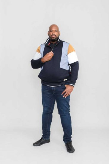 D555 Kenington Cut And Sew Half Zipper Sweatshirt - Gensere og hettegensere - Store hettegensere - 2XL-14XL