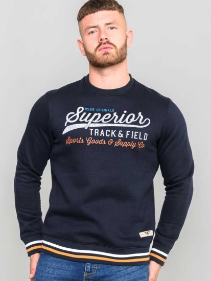D555 Marlow Printed Crew Neck Sweatshirt Navy - Gensere og hettegensere - Store hettegensere - 2XL-14XL