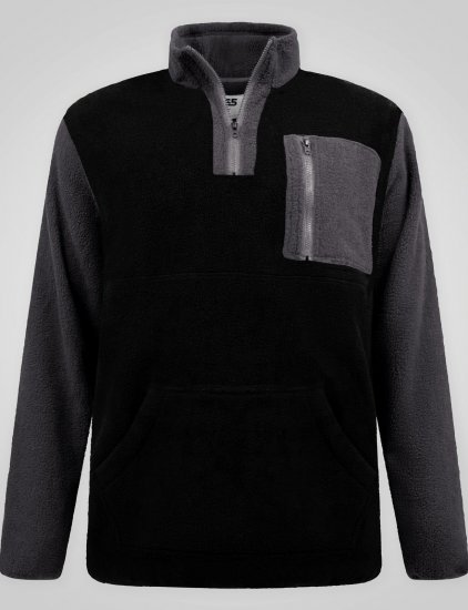 D555 Daly Quarter Zip Fleece Sweatshirt Svart/Grå - Gensere og hettegensere - Store hettegensere - 2XL-14XL
