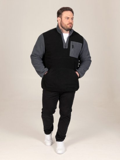 D555 Daly Quarter Zip Fleece Sweatshirt Svart/Grå - Gensere og hettegensere - Store hettegensere - 2XL-14XL