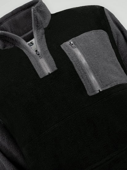 D555 Daly Quarter Zip Fleece Sweatshirt Svart/Grå - Gensere og hettegensere - Store hettegensere - 2XL-14XL