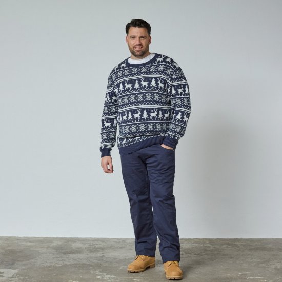North Latitude 63144 Fjell Reindeer Knit Mørkeblå - Gensere og hettegensere - Store hettegensere - 2XL-14XL