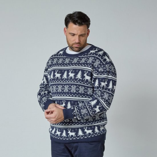 North Latitude 63144 Fjell Reindeer Knit Mørkeblå - Gensere og hettegensere - Store hettegensere - 2XL-14XL