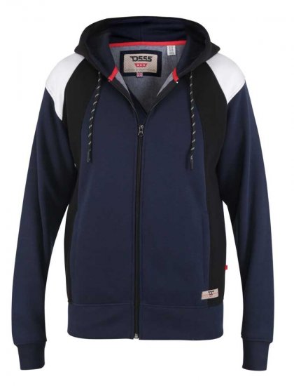 D555 Silverton Contrast Panneled Hoodie Navy - Gensere og hettegensere - Store hettegensere - 2XL-14XL