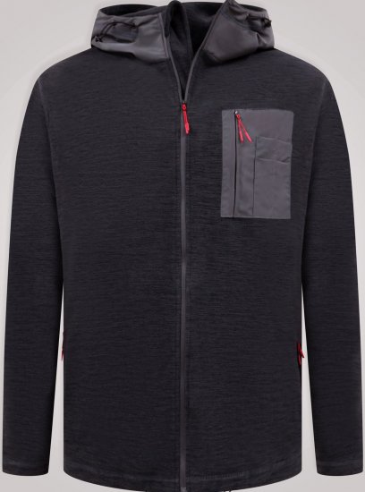 D555 Damien Micro Fleece Zip Through Hoody Svart/Grå - Gensere og hettegensere - Store hettegensere - 2XL-14XL