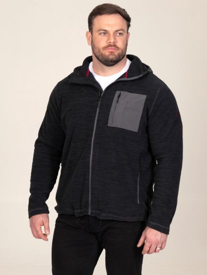 D555 Damien Micro Fleece Zip Through Hoody Svart/Grå - Gensere og hettegensere - Store hettegensere - 2XL-14XL