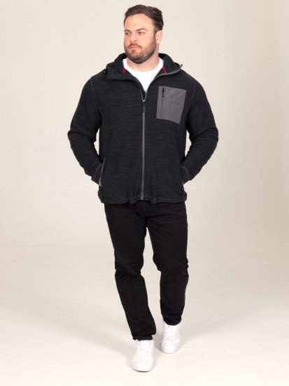 D555 Damien Micro Fleece Zip Through Hoody Svart/Grå - Gensere og hettegensere - Store hettegensere - 2XL-14XL