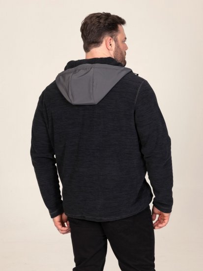 D555 Damien Micro Fleece Zip Through Hoody Svart/Grå - Gensere og hettegensere - Store hettegensere - 2XL-14XL