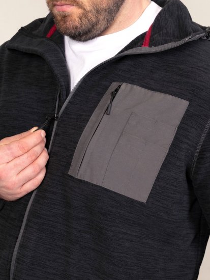 D555 Damien Micro Fleece Zip Through Hoody Svart/Grå - Gensere og hettegensere - Store hettegensere - 2XL-14XL