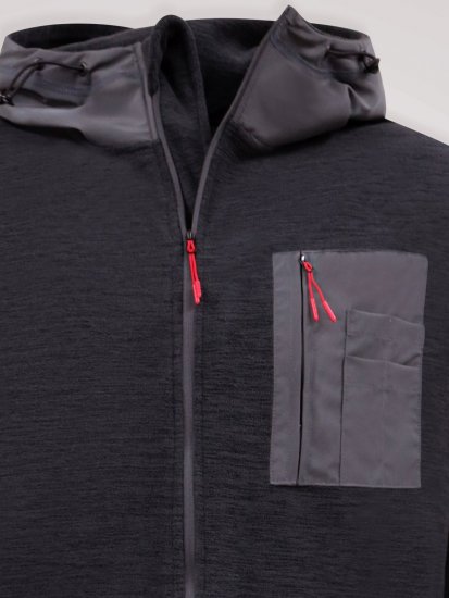D555 Damien Micro Fleece Zip Through Hoody Svart/Grå - Gensere og hettegensere - Store hettegensere - 2XL-14XL