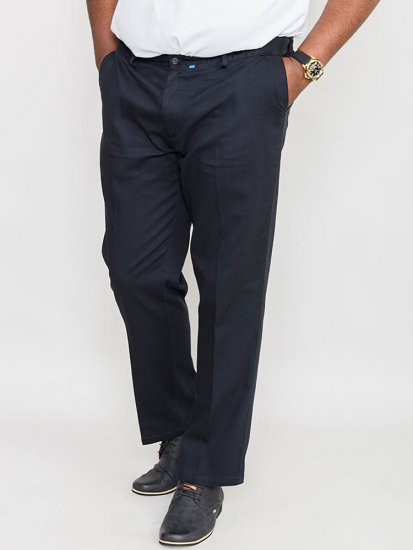 D555 Bruno Stretch Chino pants with Extenda Waist Indigo Blue - Jeans og bukser - Store Bukser og Store Jeans
