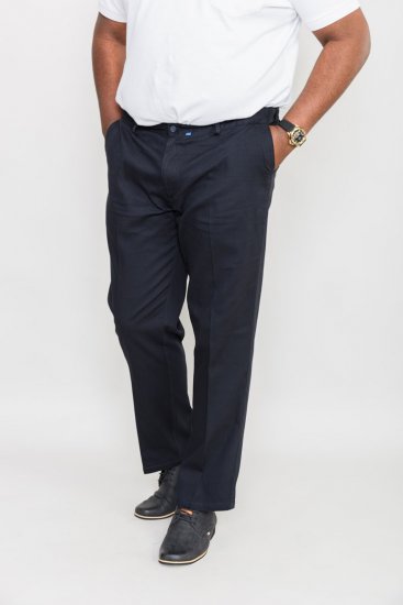 D555 Bruno Stretch Chino pants with Extenda Waist Indigo Blue - Jeans og bukser - Store Bukser og Store Jeans