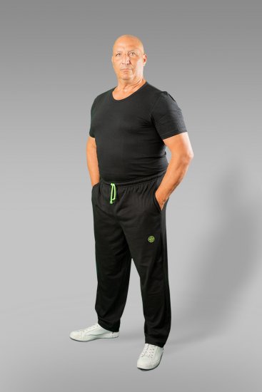 20 Nodi Long Leg Sports Pants in Combed Cotton Jersey Black - Sweatbukser og-shorts - Sweatbukser og Sweatshorts 2XL-12XL