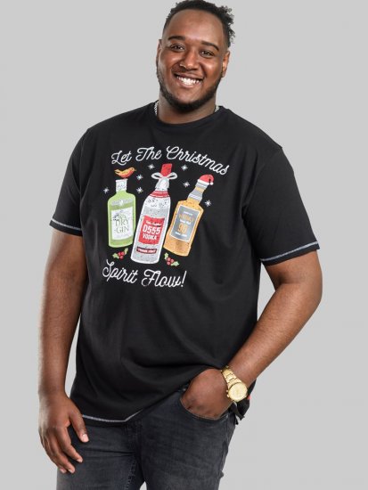 D555 SPIRIT Christmas Spirit Printed T-Shirt Black - T-skjorter - Store T-skjorter - 2XL-14XL