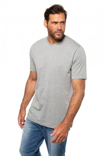 JP1880 702415 T-skjorte med V-hals Gråmelert - T-skjorter - Store T-skjorter - 2XL-14XL