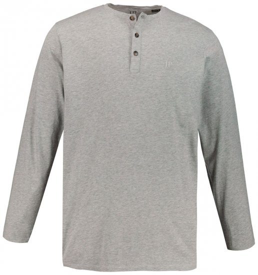 JP1880 702555 Langermet Henley t-skjorte Gråmelert - T-skjorter - Store T-skjorter - 2XL-14XL