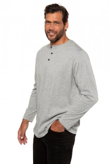 JP1880 702555 Langermet Henley t-skjorte Gråmelert - T-skjorter - Store T-skjorter - 2XL-14XL