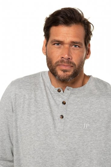 JP1880 702555 Langermet Henley t-skjorte Gråmelert - T-skjorter - Store T-skjorter - 2XL-14XL