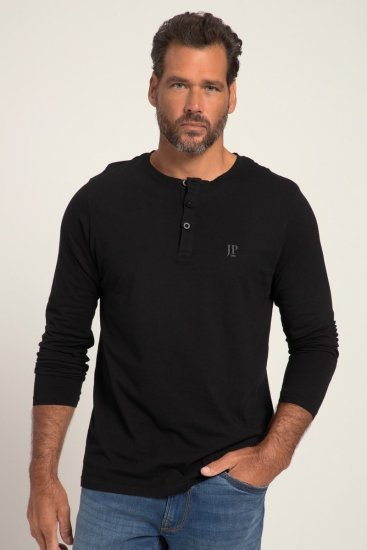 JP1880 702555 Langermet Henley t-skjorte Svart - T-skjorter - Store T-skjorter - 2XL-14XL