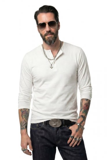 JP1880 702555 Langermet Henley t-skjorte Hvit - T-skjorter - Store T-skjorter - 2XL-14XL