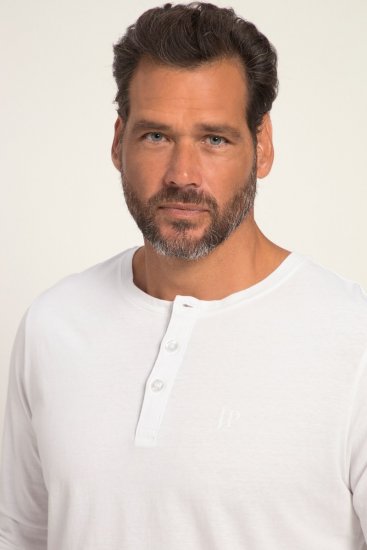 JP1880 702555 Langermet Henley t-skjorte Hvit - T-skjorter - Store T-skjorter - 2XL-14XL