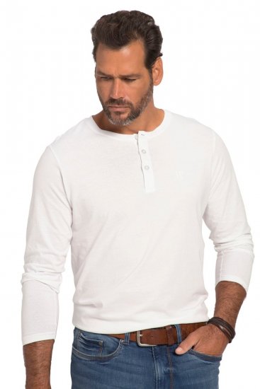 JP1880 702555 Langermet Henley t-skjorte Hvit - T-skjorter - Store T-skjorter - 2XL-14XL