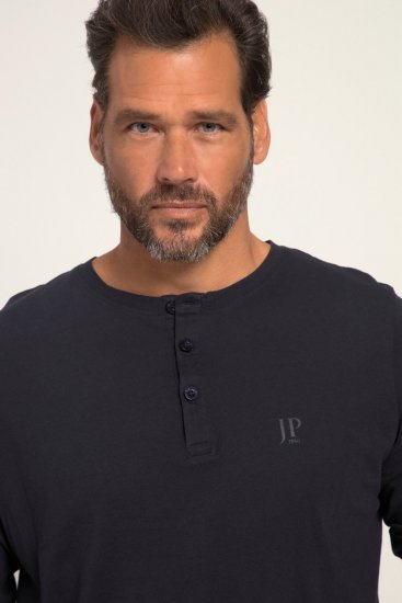 JP1880 702555 Langermet Henley t-skjorte Mørkeblå - T-skjorter - Store T-skjorter - 2XL-14XL
