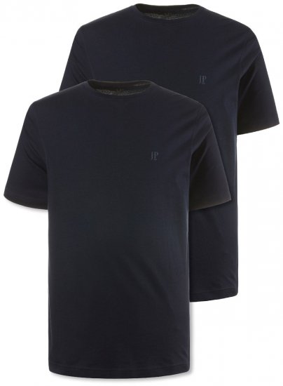 JP1880 702637 T-skjorte med rund hals 2-pakning Mørkeblå - T-skjorter - Store T-skjorter - 2XL-14XL