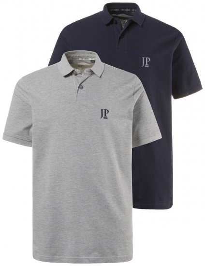 JP1880 704317 Pikéskjorte 2-pakning Mørkeblå/Gråmelert - Polo- & piqueskjorter - Poloskjorte i store størrelser - 2XL-8XL