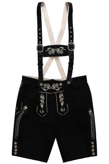 JP1880 Genuine Leather Traditional Lederhosen Shorts Black - Shorts - Store shorts - W40-W60
