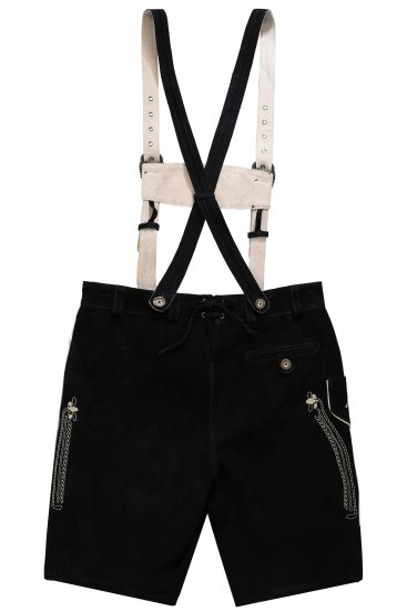 JP1880 Genuine Leather Traditional Lederhosen Shorts Black - Shorts - Store shorts - W40-W60