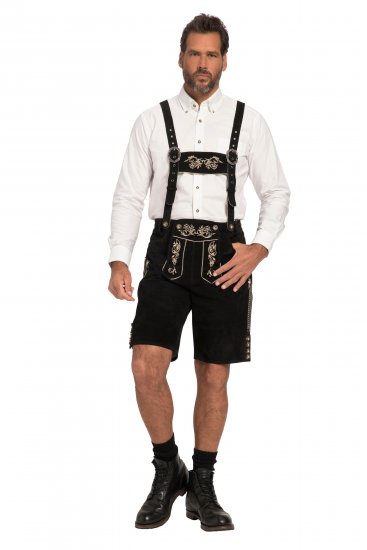 JP1880 Genuine Leather Traditional Lederhosen Shorts Black - Shorts - Store shorts - W40-W60