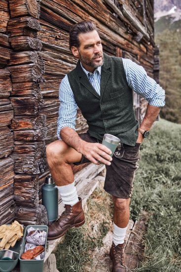 JP1880 Genuine Leather Traditional Lederhosen Shorts Brown - Shorts - Store shorts - W40-W60