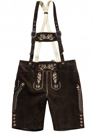 JP1880 Genuine Leather Traditional Lederhosen Shorts Brown - Shorts - Store shorts - W40-W60