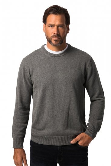 JP1880 708261 Strikkegenser med rund hals Gråmelert - Gensere og hettegensere - Store hettegensere - 2XL-14XL