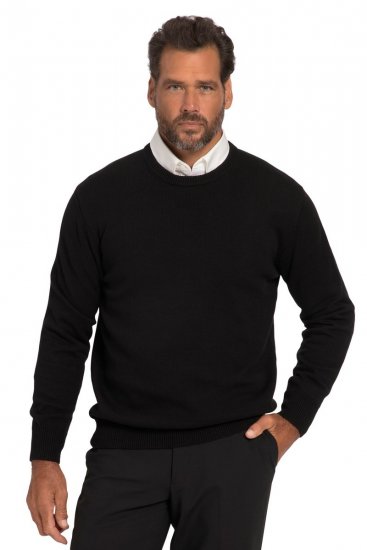 JP1880 708261 Strikkegenser med rund hals Svart - Gensere og hettegensere - Store hettegensere - 2XL-14XL