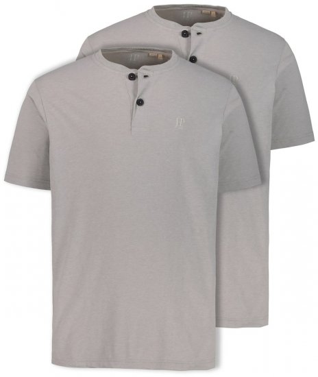 JP1880 708420 Henley t-skjorte 2-pakning Gråmelert - T-skjorter - Store T-skjorter - 2XL-14XL