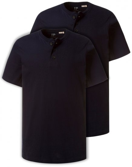 JP1880 708420 Henley t-skjorte 2-pakning Mørkeblå - T-skjorter - Store T-skjorter - 2XL-14XL