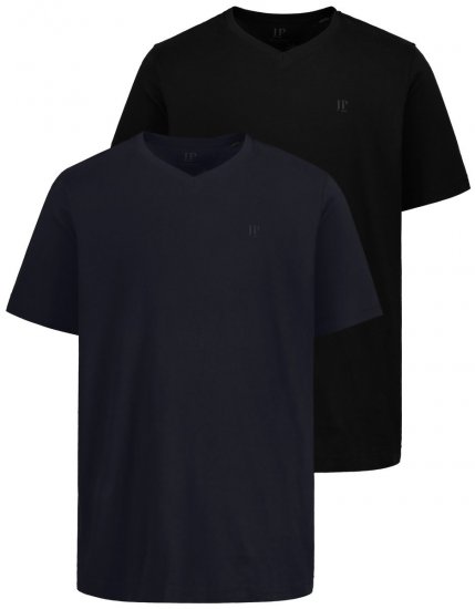 JP1880 711318 T-skjorte med V-hals 2-pakning Svart - T-skjorter - Store T-skjorter - 2XL-14XL