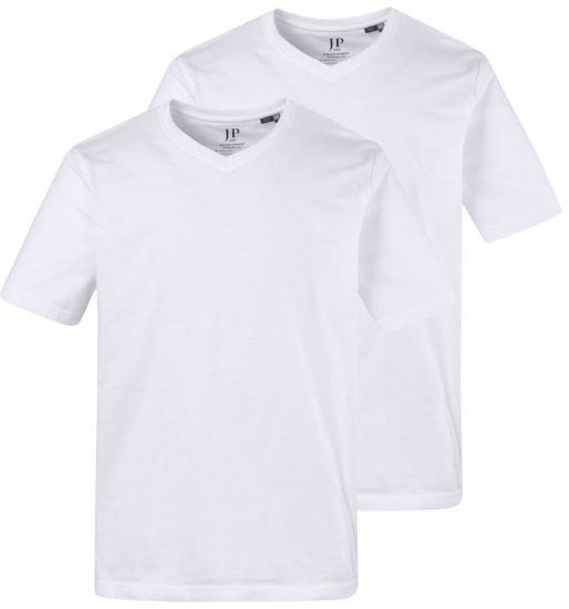 JP1880 711318 T-skjorte med V-hals 2-pakning Hvit - T-skjorter - Store T-skjorter - 2XL-14XL